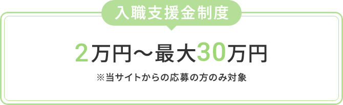 入職支援金制度 3万円～最大30万円